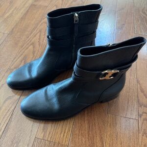 Tory Burch Black Gemini Link Flat Boots / Booties 10 1/2